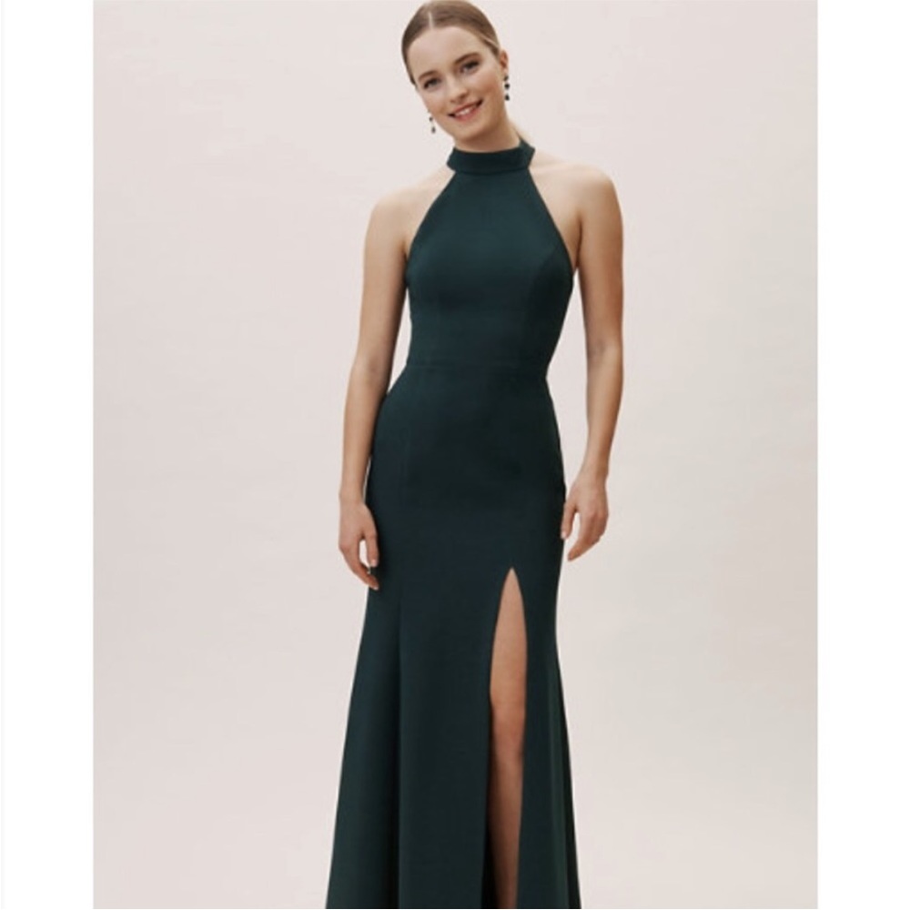 BHLDN Lenox High Neck dress - dark emerald dress size 8